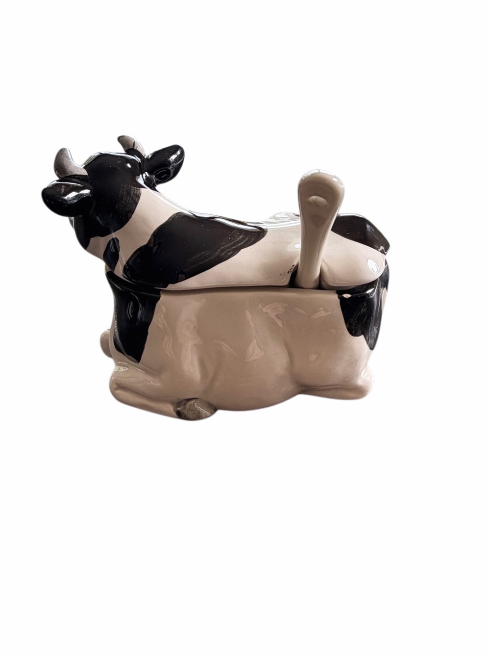 Vintage OTAGIRL 1982 Japan Cow Jam or Sugar Bowl with Spoon - Picture 4 of 10
